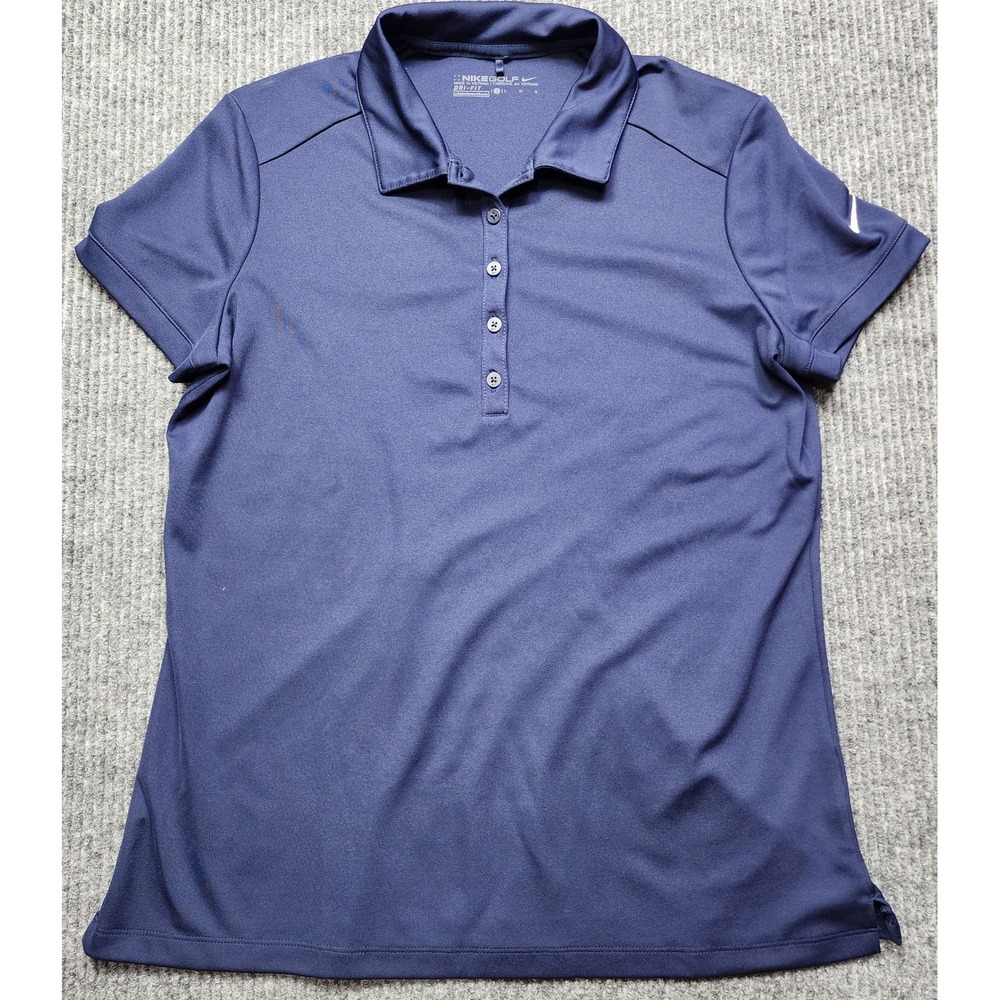 Nike Golf Womens Dri-FIT Polo Shirt Navy Blue Short Sleeve Size L